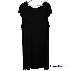 Lane Bryant 22/24 women’s black midi flutter sleeve little black dress knit soft